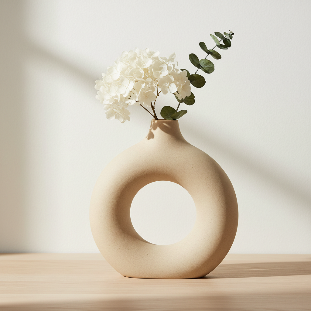 Ceramic Donut Vase in elegant setting